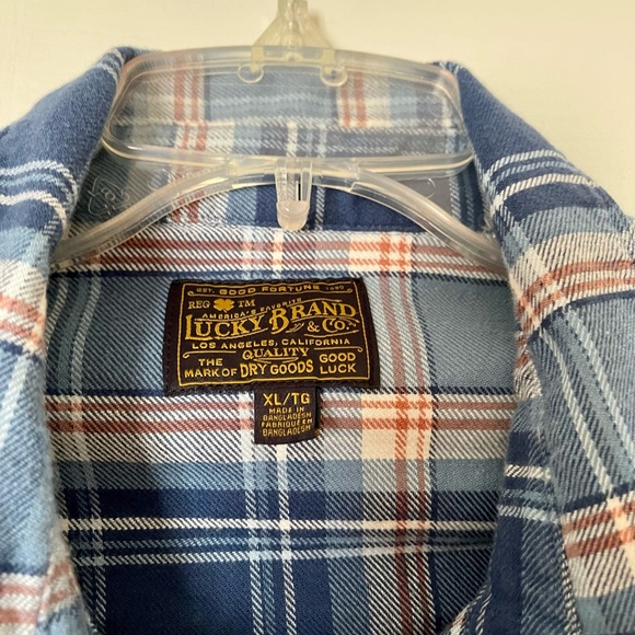 Lucky Brand Men's Flannel Shirt Plaid Long Sleeve Pearl Snap Western Size XL/TG - Picture 6 of 7